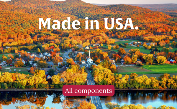 "Made in USA." photo of Sugarloaf mountain range in Autumn in Massachusetts.